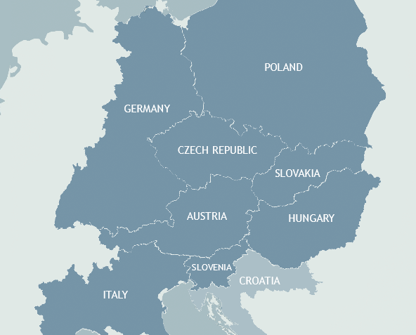 mapa Europy Środkowej