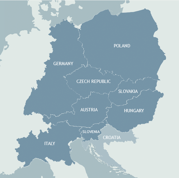 mapa Europy Środkowej