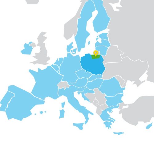 mapa z konturami krajów Europy